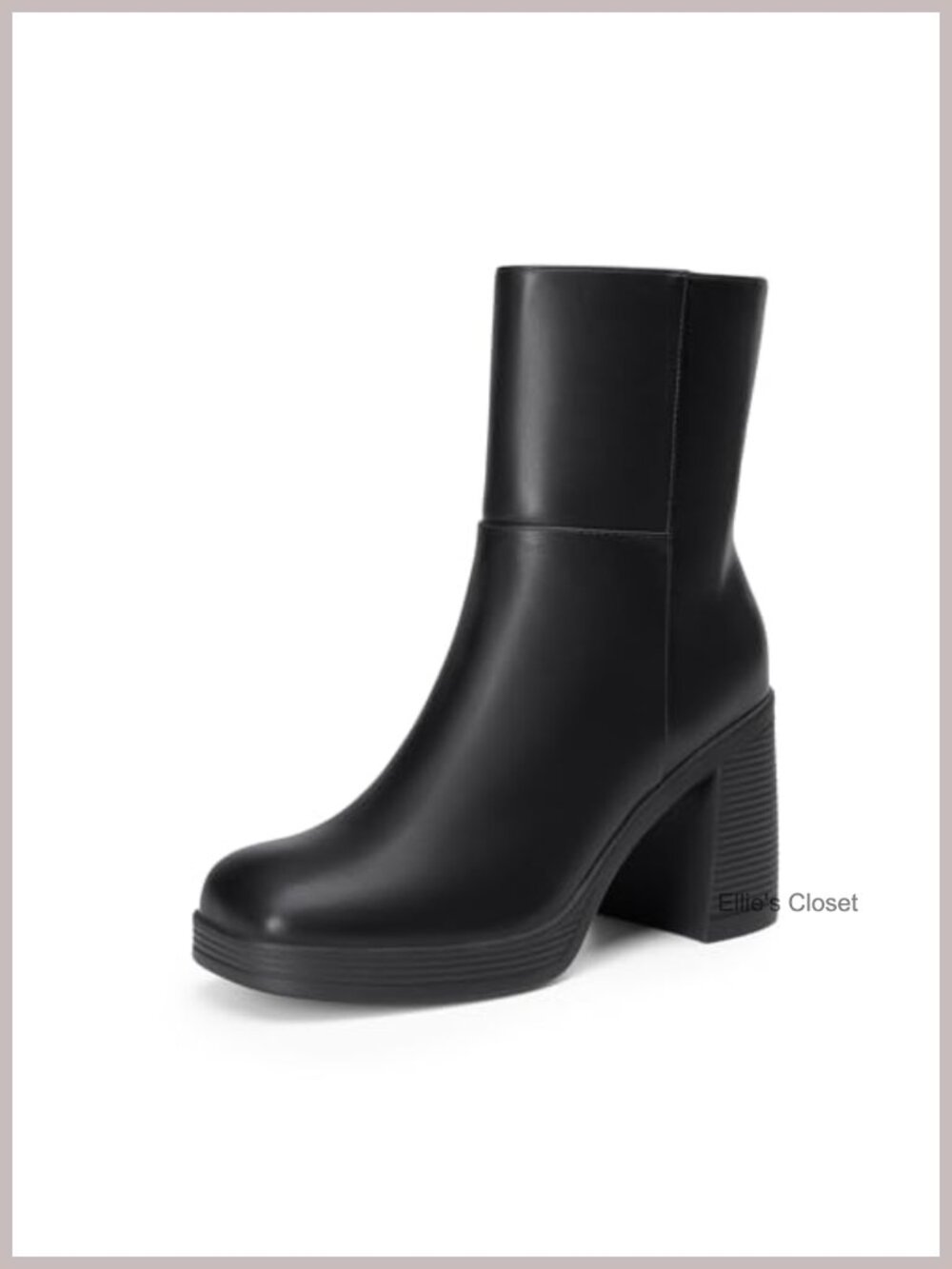 Square Toe Platform Gogo Ankle Boots Chunky High Heels Side Zipper Dress